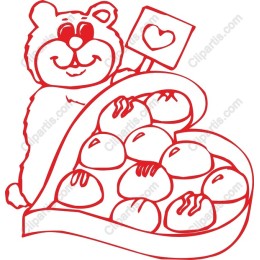 Cute Bear with Heart Sign and Treats