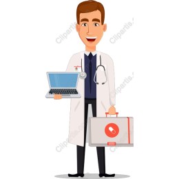 Modern Doctor with Laptop and Medical Case