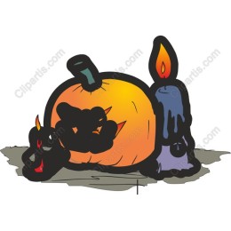 Spooky Halloween Pumpkin and Candle