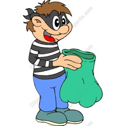 Cartoon Burglar with Sack