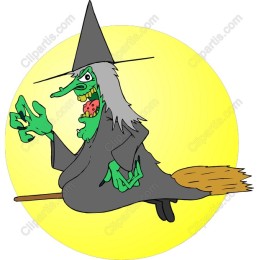 Mischievous Witch on Broomstick
