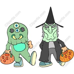 Halloween Monster and Witch