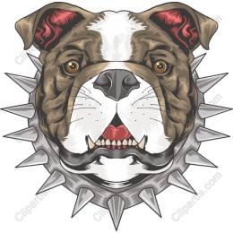 Fierce Bulldog Head with Spiked Collar