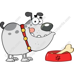 Playful Cartoon Dog with Bowl