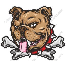 Fierce Bulldog Head with Crossbones