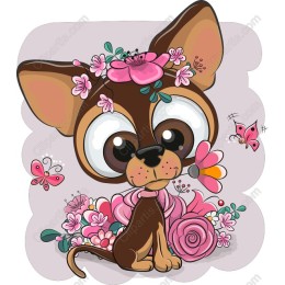 Cute Chihuahua with Flowers