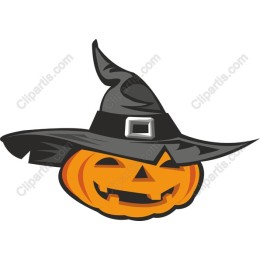 Halloween Jack-o'-Lantern with Witch Hat