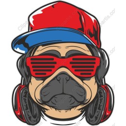 Cool Pug with Sunglasses and Headphones