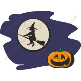 Whimsical Halloween Witch and Pumpkin