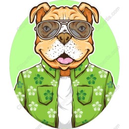 Stylish Bulldog with Sunglasses and Floral Shirt