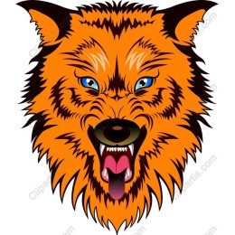 Fierce Orange Wolf Head