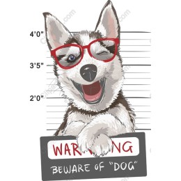 Whimsical Husky Dog Warning Sign