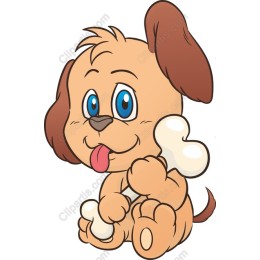 Cheerful Puppy with Bone