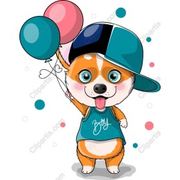 Corgi Puppy with Balloons