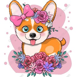 Cheerful Floral Corgi
