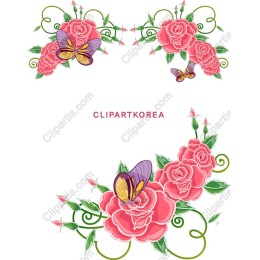 Elegant Pink Roses and Butterflies