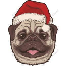 Festive Pug Santa Hat