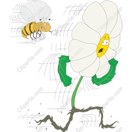 Cartoon Flower Running from Bee