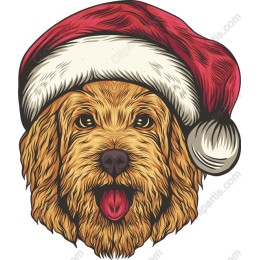 Festive Golden Retriever with Santa Hat
