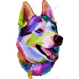 Vibrant Geometric Husky Dog