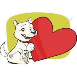 Playful Dog Holding Heart