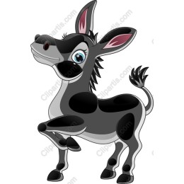 Black and White Cartoon Donkey