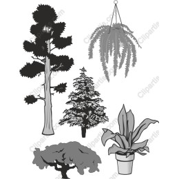 Nature-Inspired Black and White Set: Trees and Plants Collection