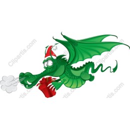 Festive Green Dragon with Gift