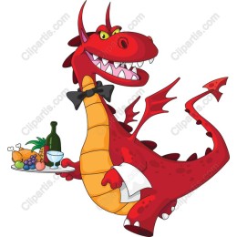 Playful Red Dragon Serving Delights