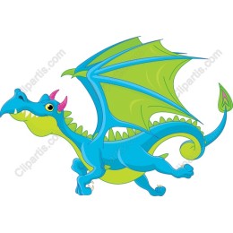 Vibrant Whimsical Blue Dragon