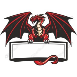 Fierce Red Dragon with Customizable Banner