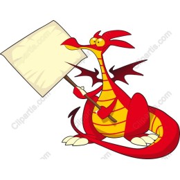 Playful Cartoon Dragon with Blank Sign