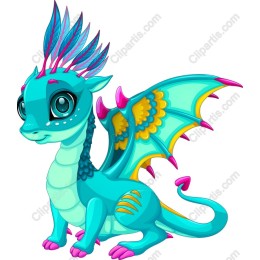 Vibrant Teal Cartoon Dragon