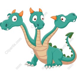 Whimsical Three-Headed Dragon