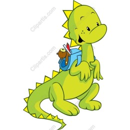 Cheerful Dinosaur with Backpack