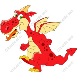 Whimsical Red Dragon Cartoon