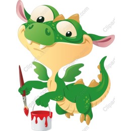 Adorable Green Dragon Painting