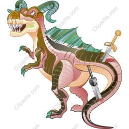 Vibrant Dragon with Swords