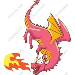 Cartoon Flaming Pink Dragon