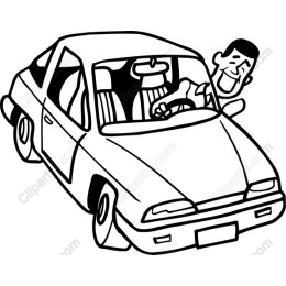 Cheerful Driver in Classic Car