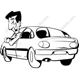 Cheerful Character Driving Car