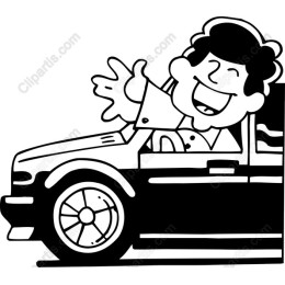 Joyful Character in Car