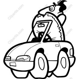 Cartoon Character Driving Car