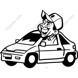 Cheerful Driver in Compact Car