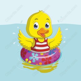 Playful Yellow Duckling in Pool Float