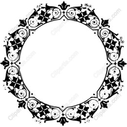 Ornate Black and White Circular Frame
