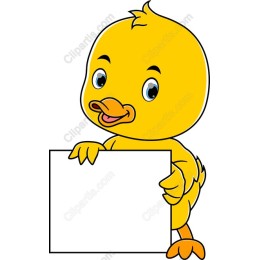 Cheerful Yellow Duck Holding Blank Sign