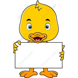 Cheerful Yellow Duck with Blank Sign