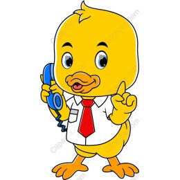 Cheerful Cartoon Duck with Telephone