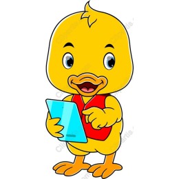 Cheerful Duckling with Tablet